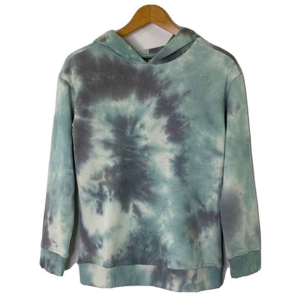 5th and Ryder Womens size Large French Terry Hooded Sweatshirt Top Tie Dye Green